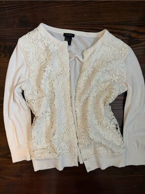 Ann Taylor White Knit Cardigan